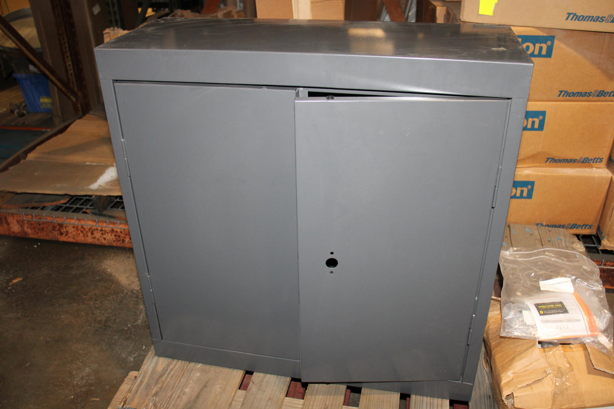 Locking Gray Metal Storage Cabinet 30"W x 30"W x 12"D, Sandusky?