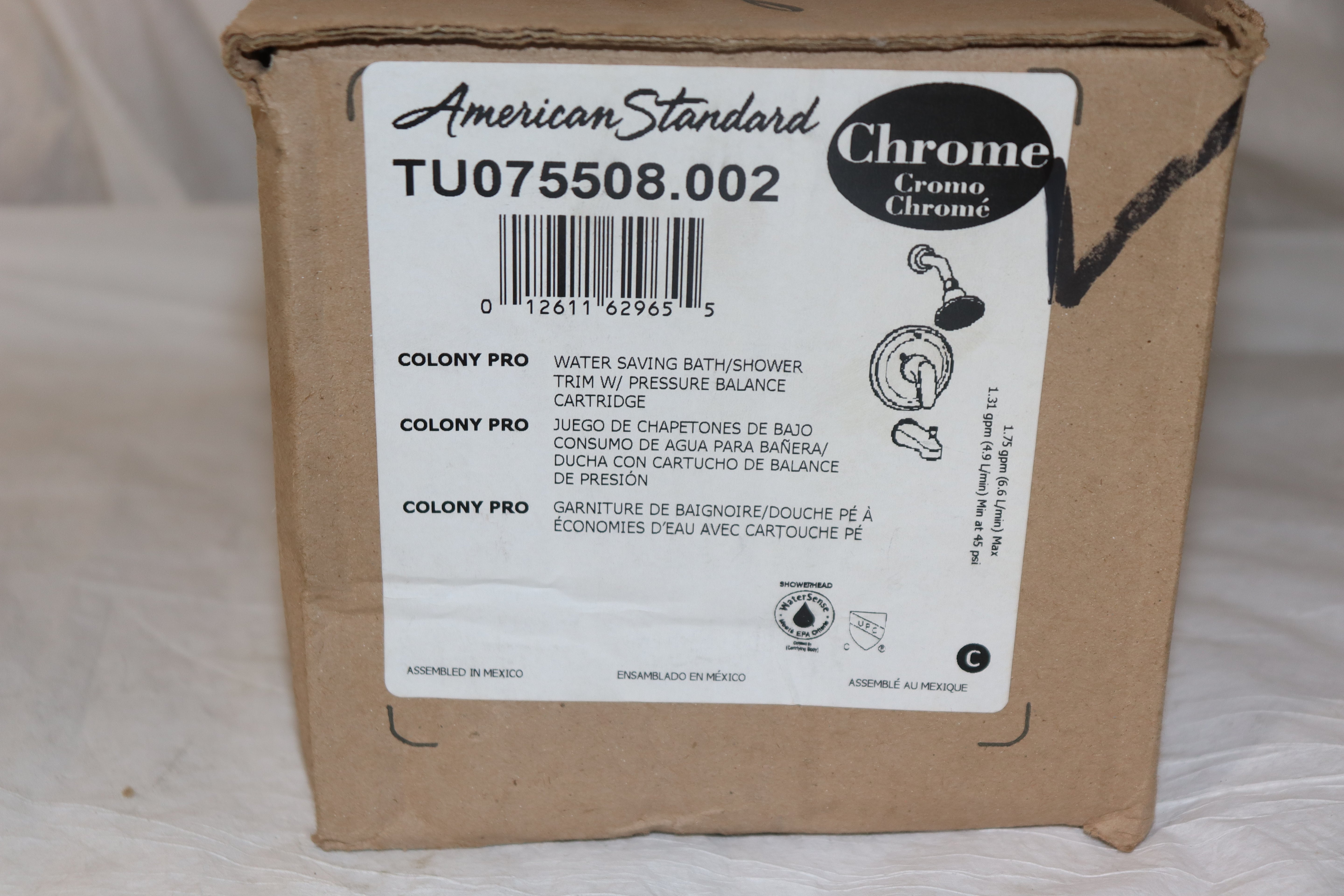 American Standard TU075508.002 Colony Pro Tub and Shower Trim Kit with Cartridge, 1.75 GPM, Polished Chrome
