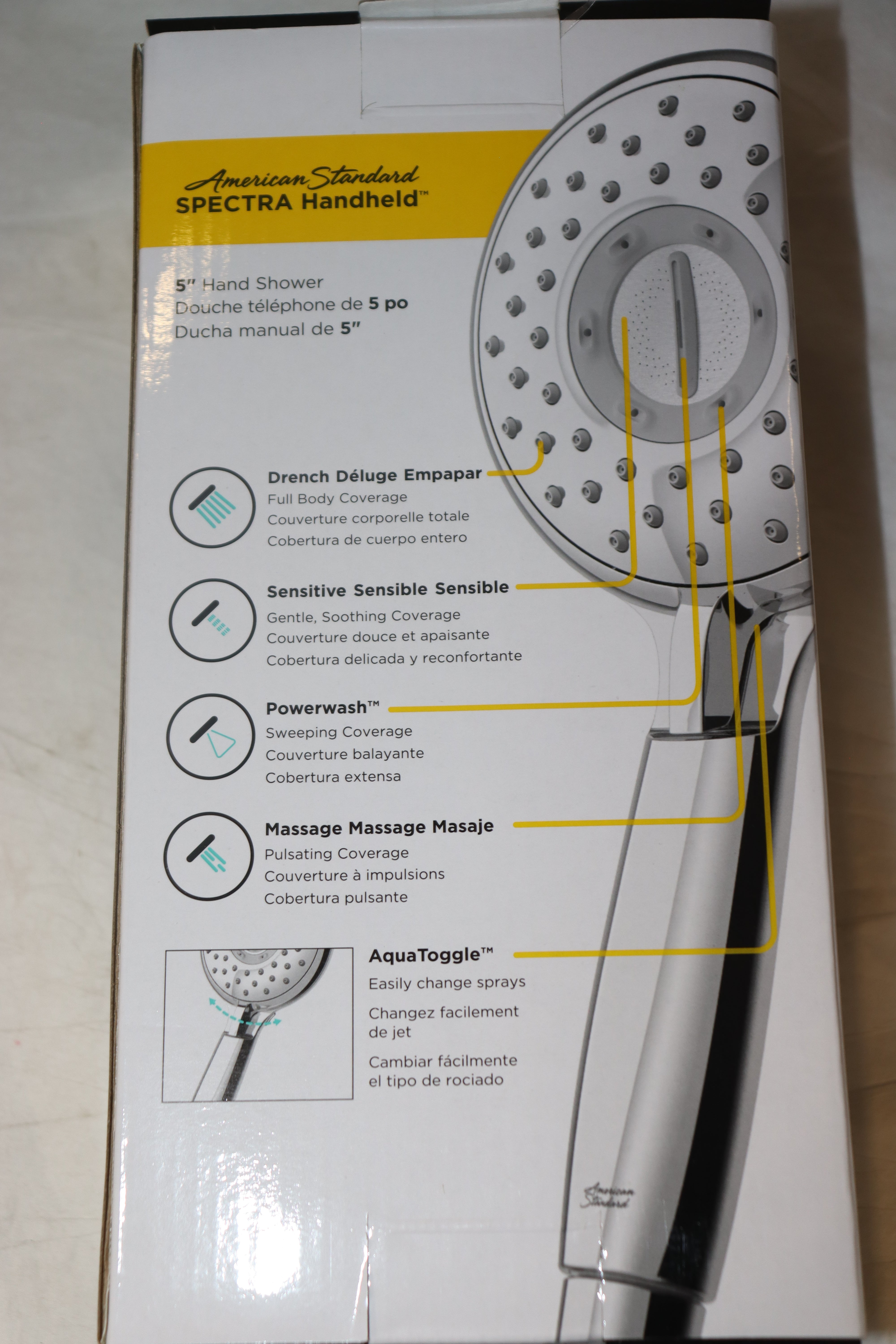 American Standard 9038154.002 Spectra 4-Function Handheld Shower Head 5-inch