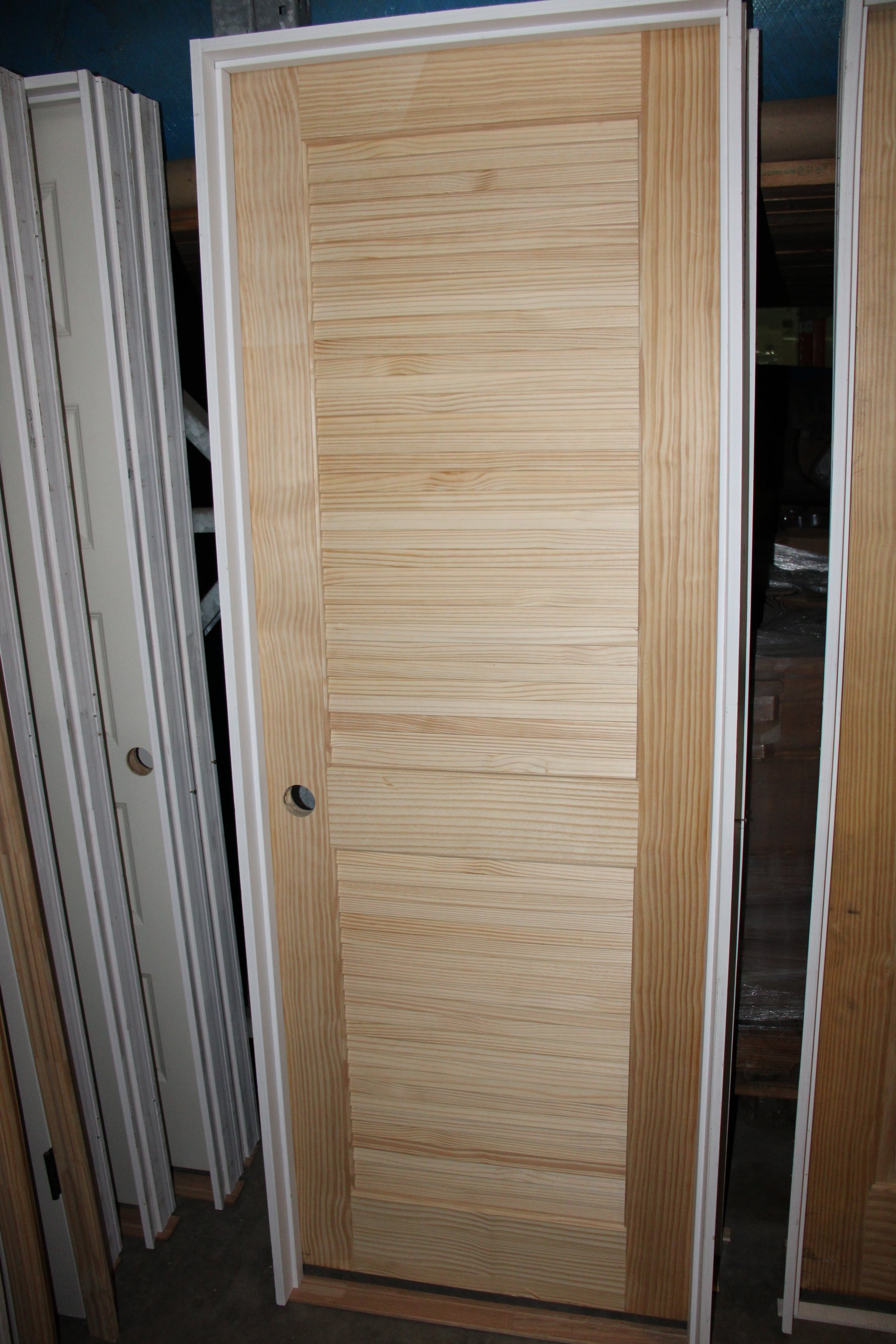 Prehung In Frame - 30 Inch Width Door Louvered, Raw Pine