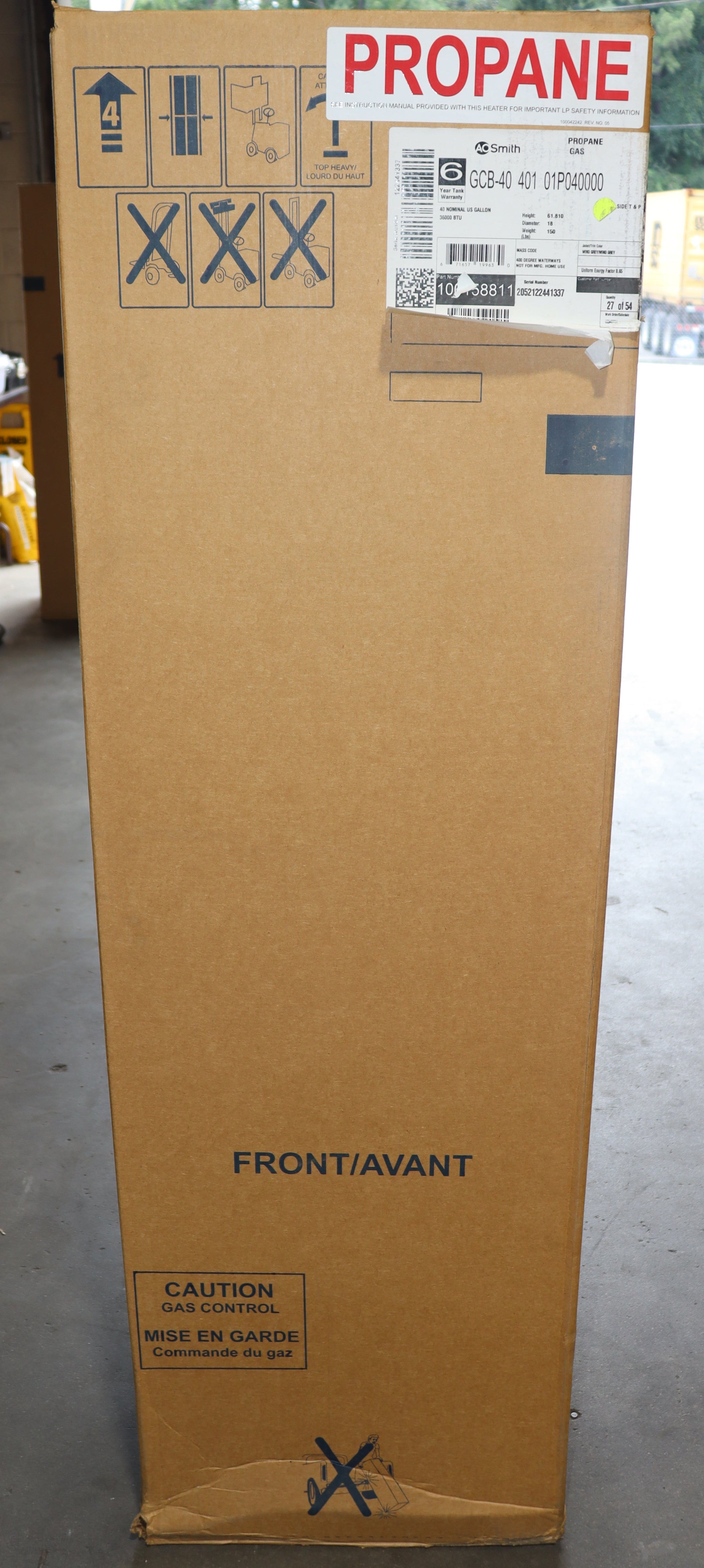 AO Smith 40-Gallon Tall Liquid Propane Gas Water Heater, GCB-40 401