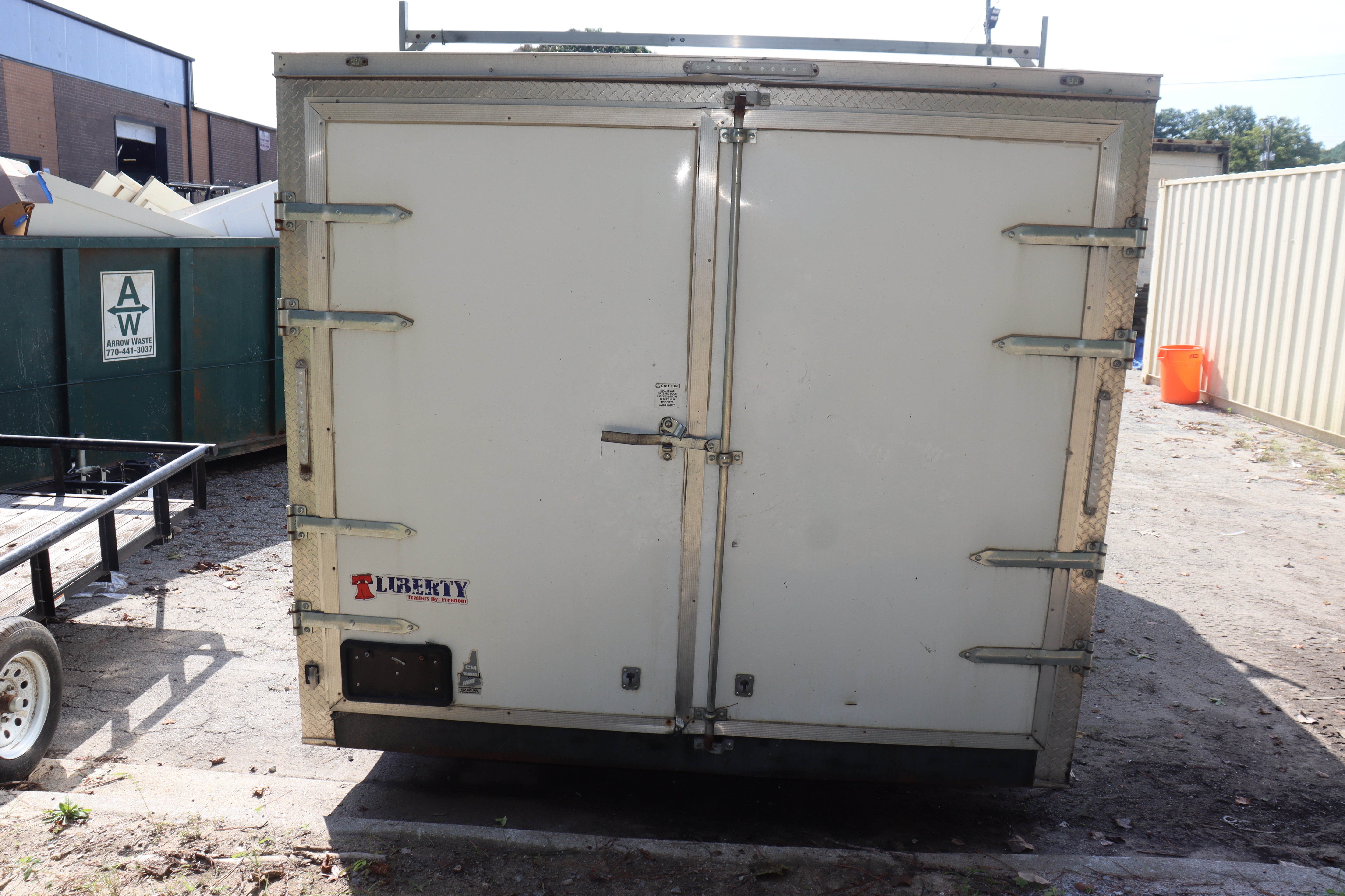 Enclosed Construction Trailer, 8.5' x 16' w/ Roof Rack & Ladder, White, Hinged Doors