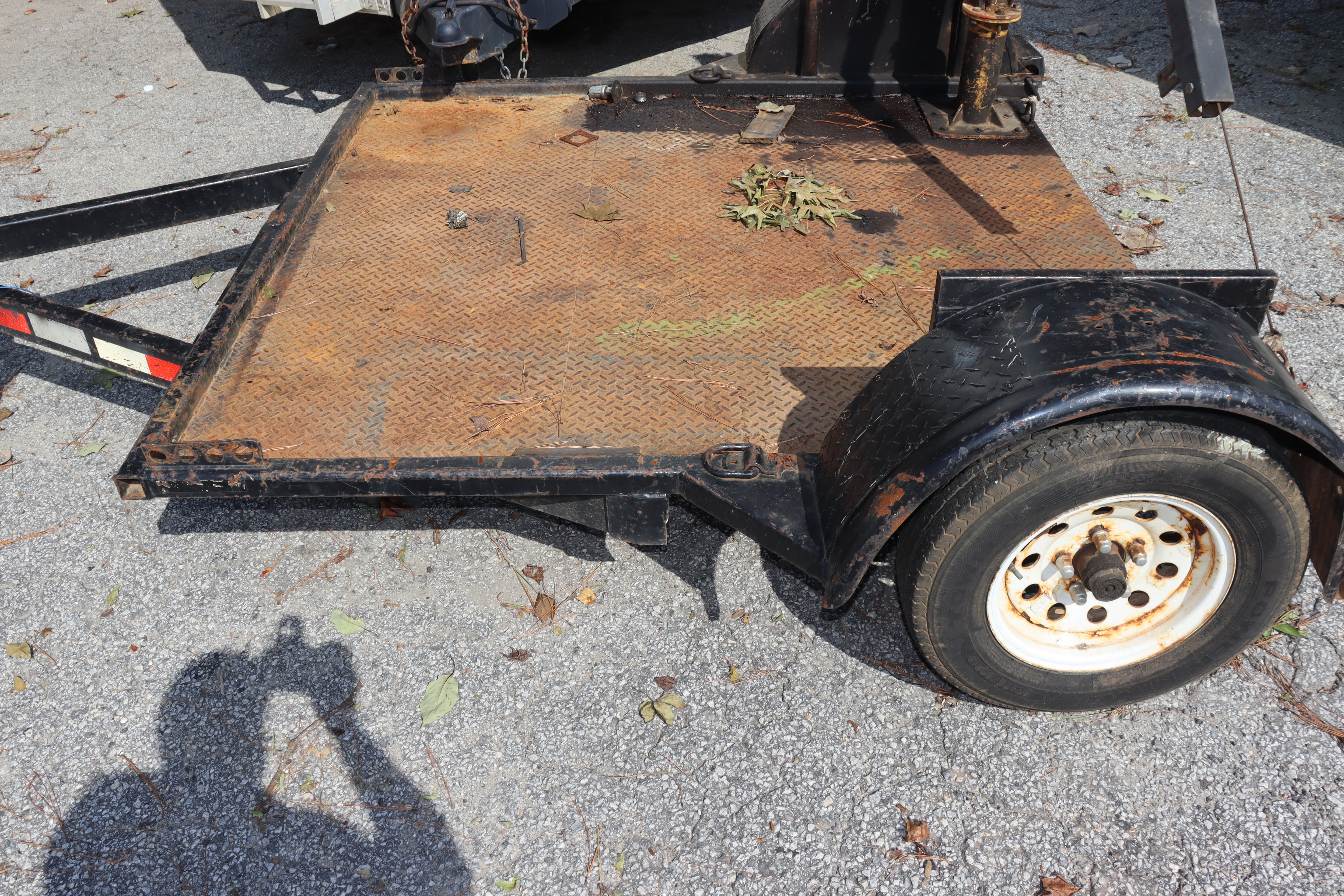 Custom Flat Trailer w/ Engine Hoist, Black, Used, Heavy Duty
