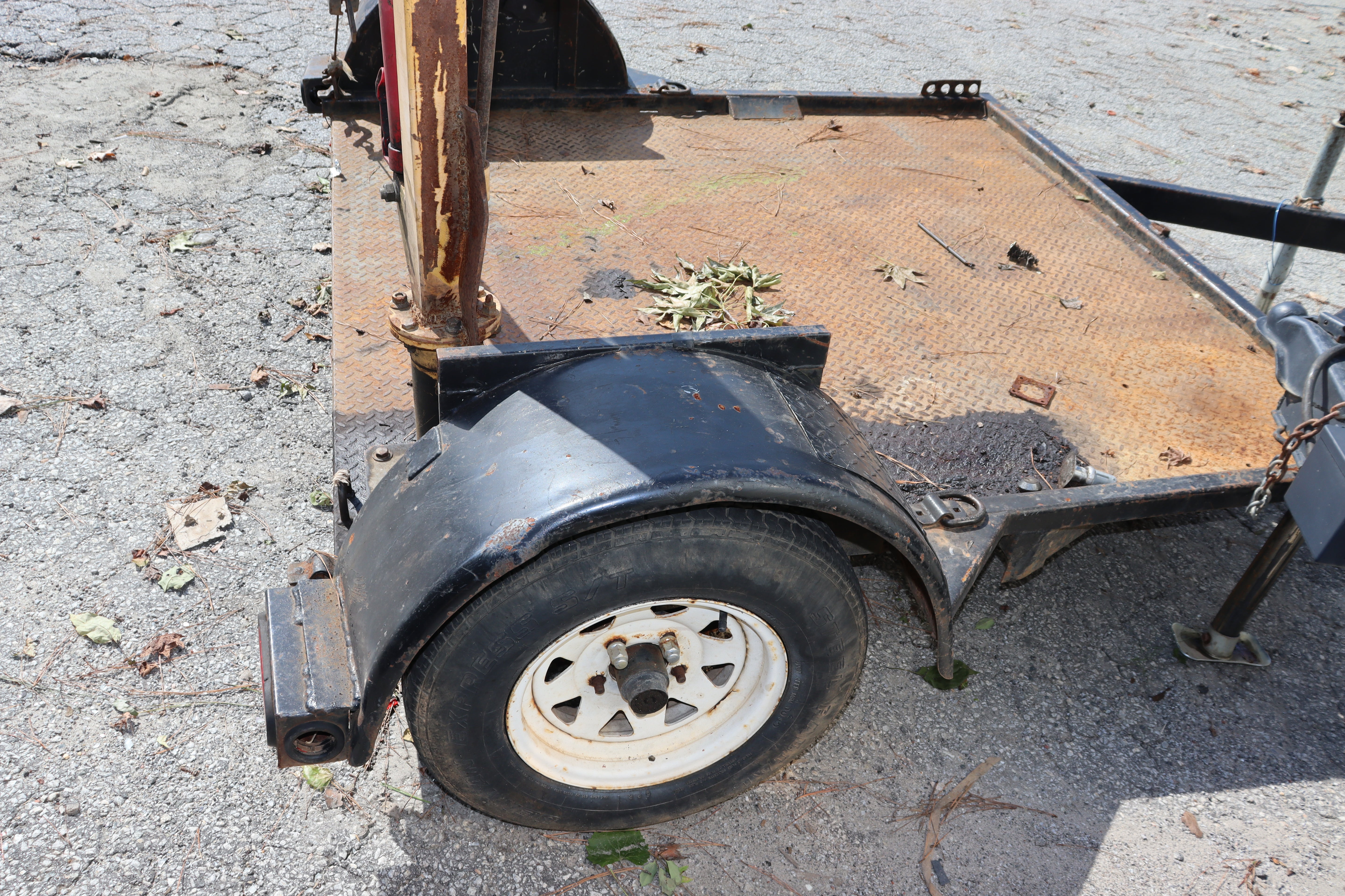 Custom Flat Trailer w/ Engine Hoist, Black, Used, Heavy Duty