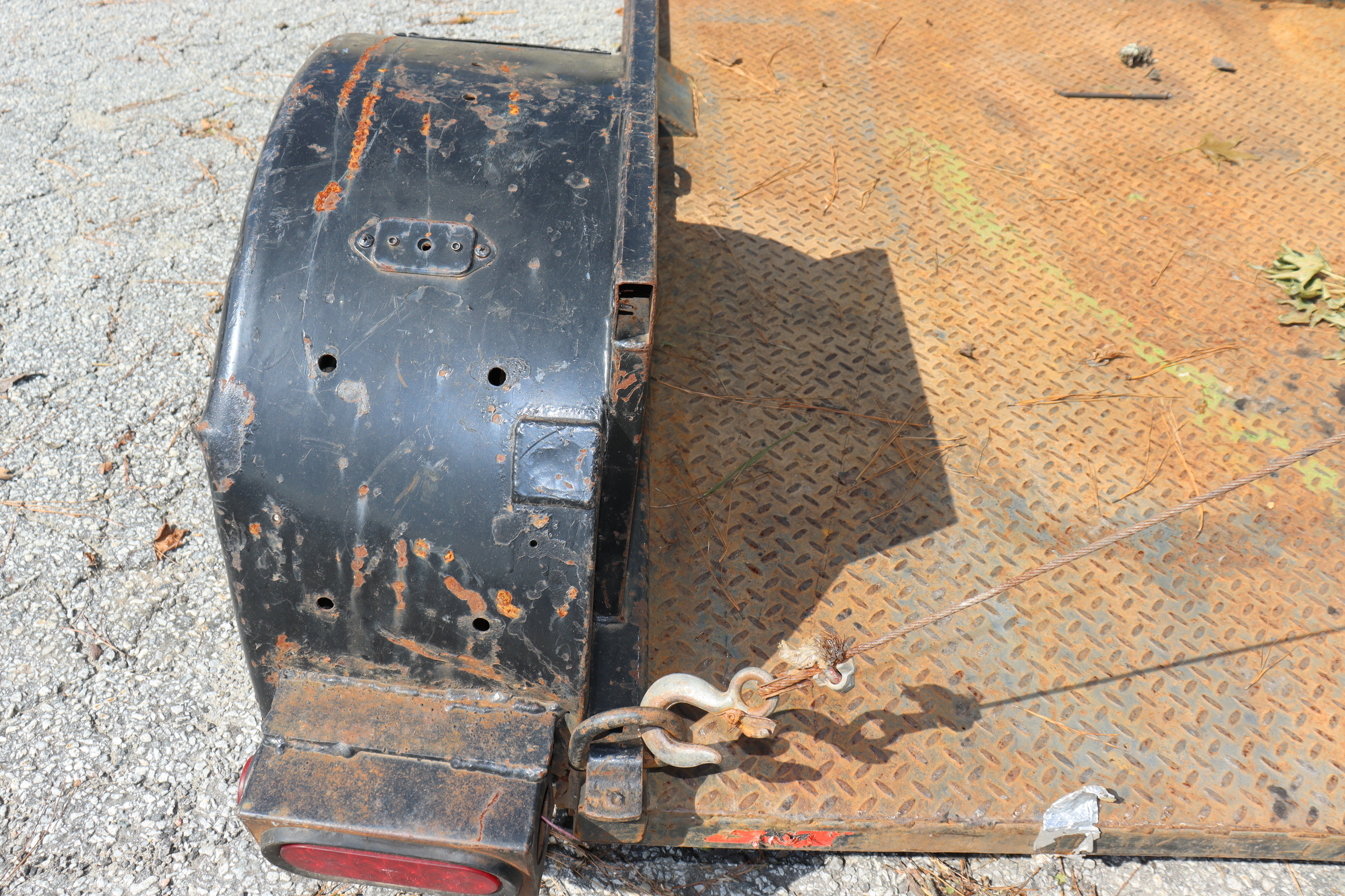Custom Flat Trailer w/ Engine Hoist, Black, Used, Heavy Duty