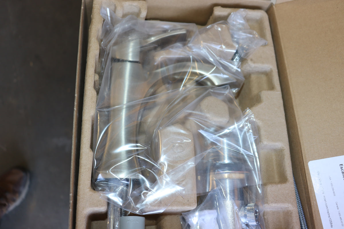 Moen Voss 1 Handle 1 Hole Bathroom Faucet, 6903BN, w/ Valve, Brushed Nickel