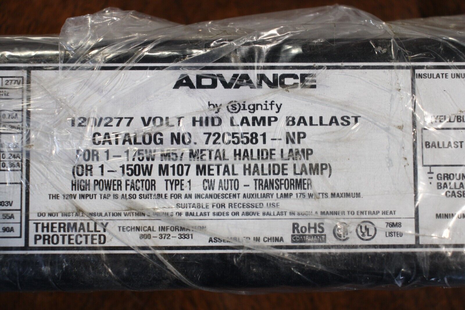 ADVANCE 120/277 VOLT HID LAMP BALAST 72C5581-NP - Northside Material Brokers