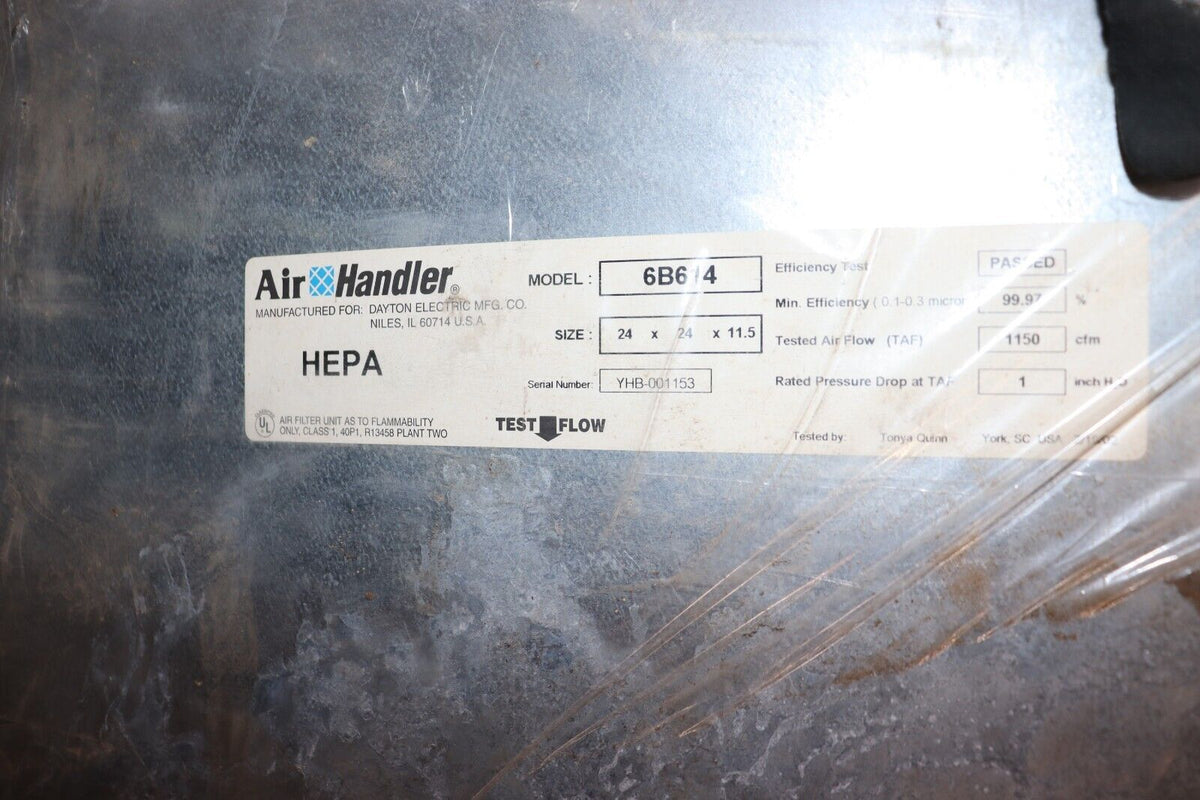 Air Handler 6B614 Microfiber Hepa Air Filter, 11.5X24x24" (NEW) - Northside Material Brokers