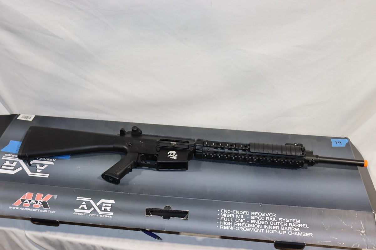 A&K Airsoft Full Length M120 AEG Rifle w/ Box, & Skull Logo! - Northside Material Brokers