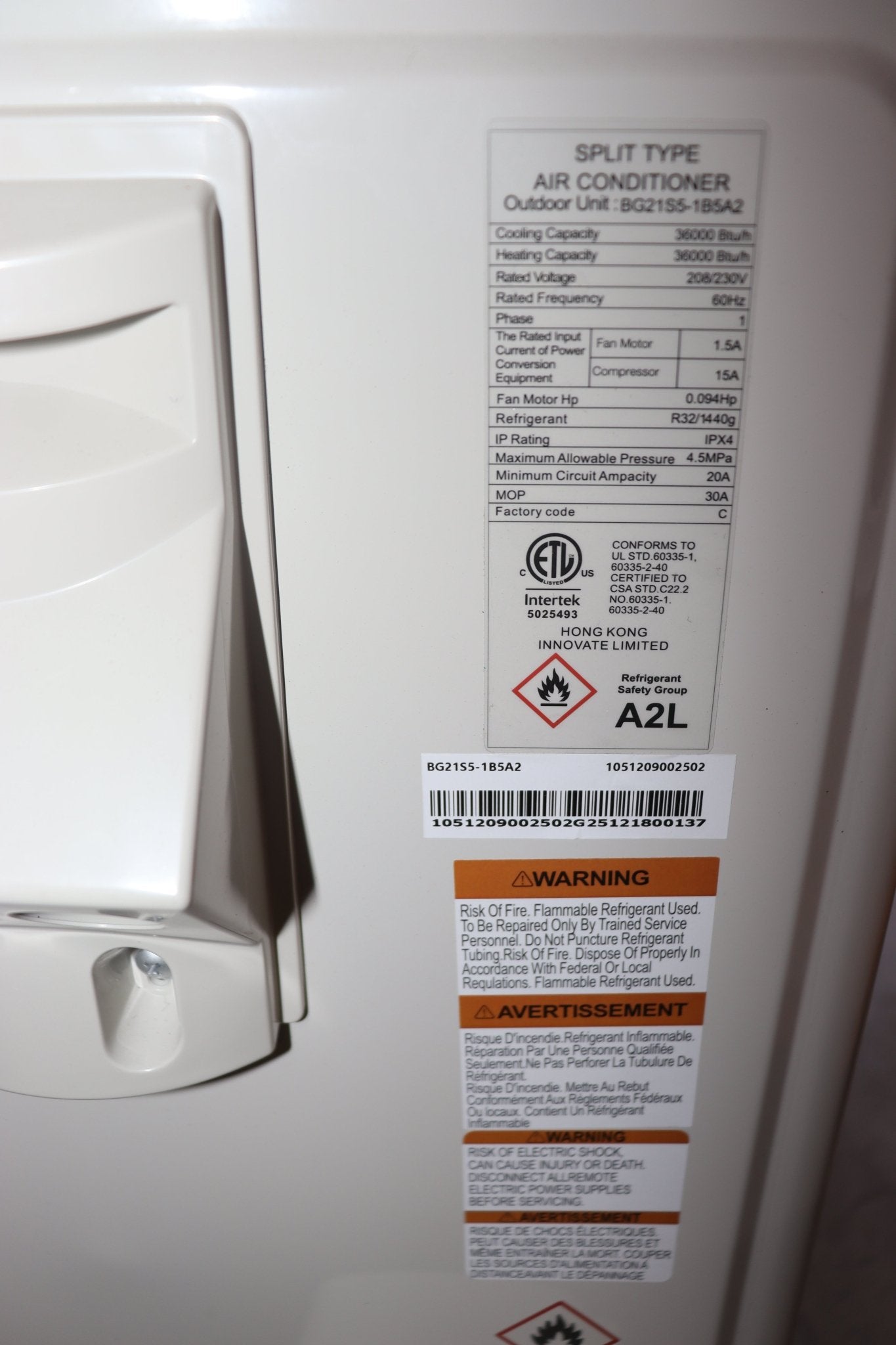 Albott Mini Split Heat Pump Only, 18000 BTU 21 SEER2 208V-230V - Northside Material Brokers