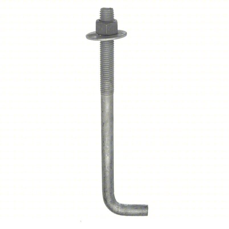 ANCHOR BOLT, L Hook Anchor, 1 in Dia, 18 in Body Lg, 1"-8 Thread Size, BOX OF 9 - Northside Material Brokers