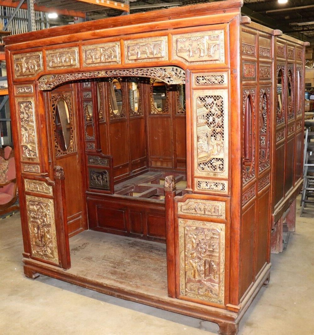 Antique Circa 1880's Chinese Opium Wedding Bed Intricately Carved, Excellent - Northside Material Brokers