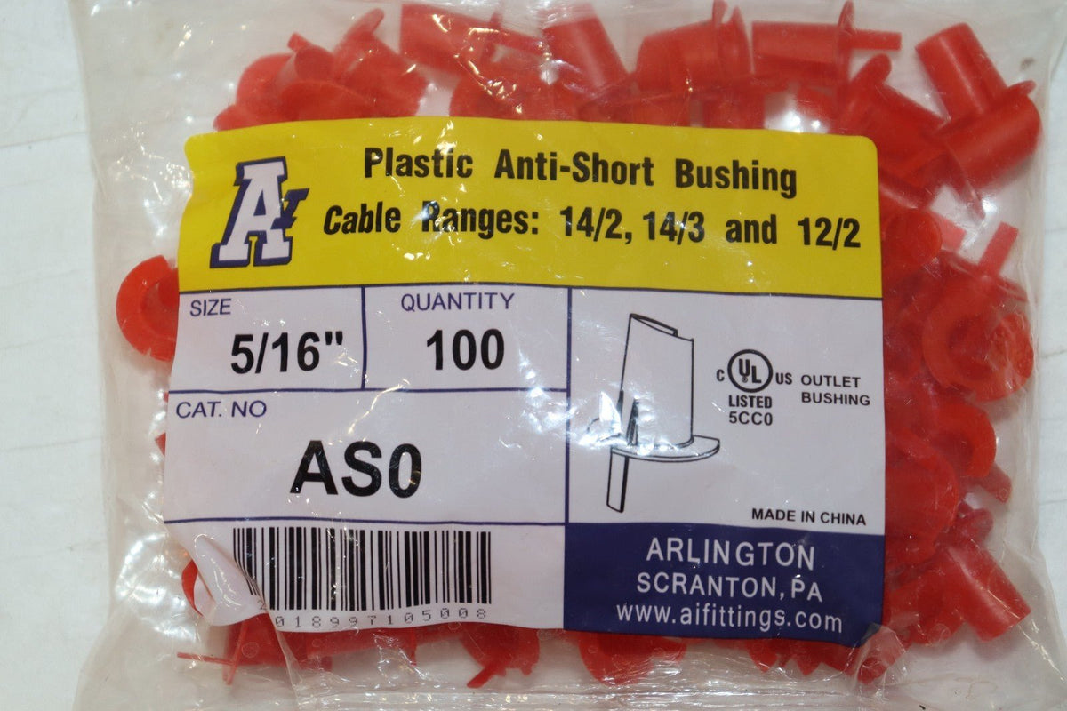 Arlington Red Plastic Anti-Short Bushing 5/16" AS0 Qty. 100 - Northside Material Brokers