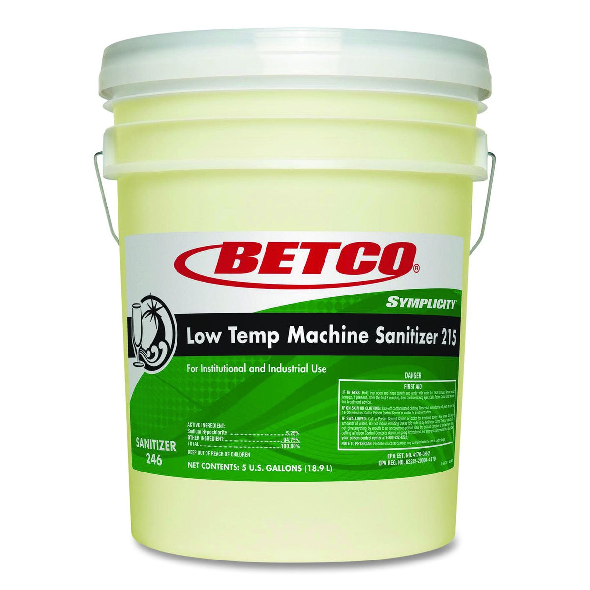 BETCO Low Temp Machine Sanitizer 215, 5 Gallon - Northside Material Brokers