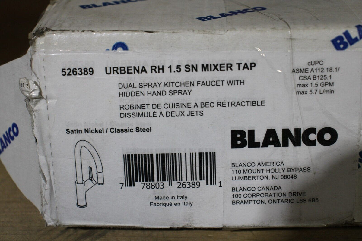 Blanco 526390: Urbena Collection Pull-Down Kitchen Faucet Brushed Stainless - Northside Material Brokers