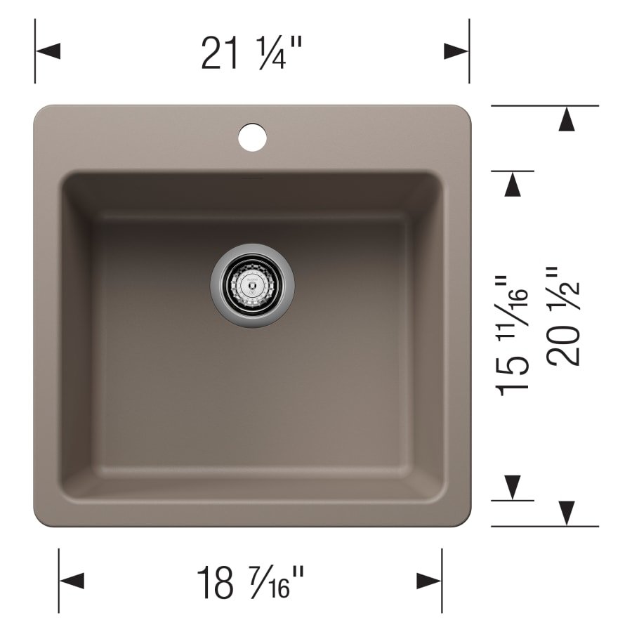Blanco Liven 21" Dual Mount Single Basin SILGRANIT Kitchen Sink, 443238 - Northside Material Brokers