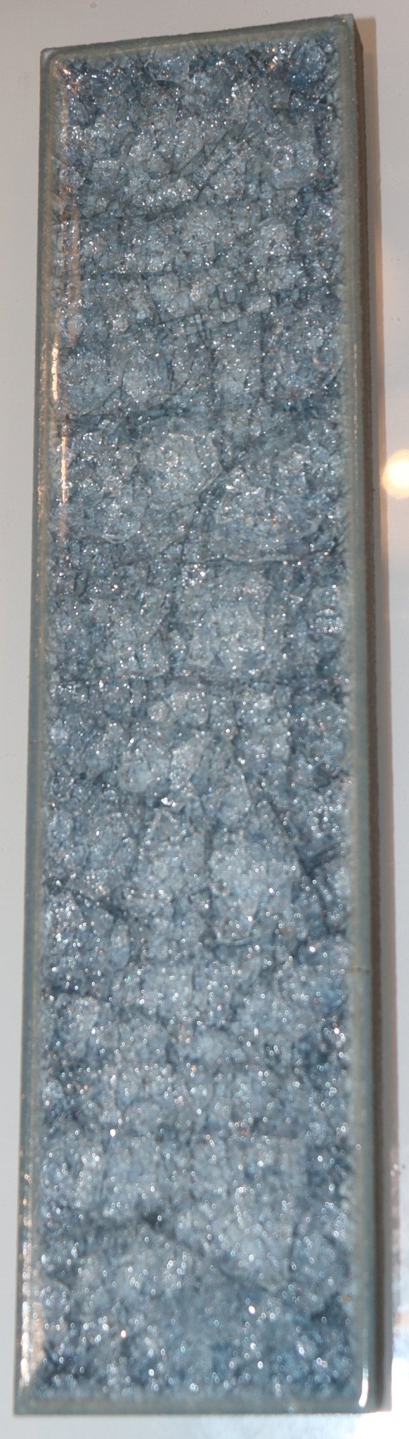 Blue 2-in x 8-in Polished Crackled Glass Patterned Wall Tile, 5.55 sq. ft. / box - Northside Material Brokers