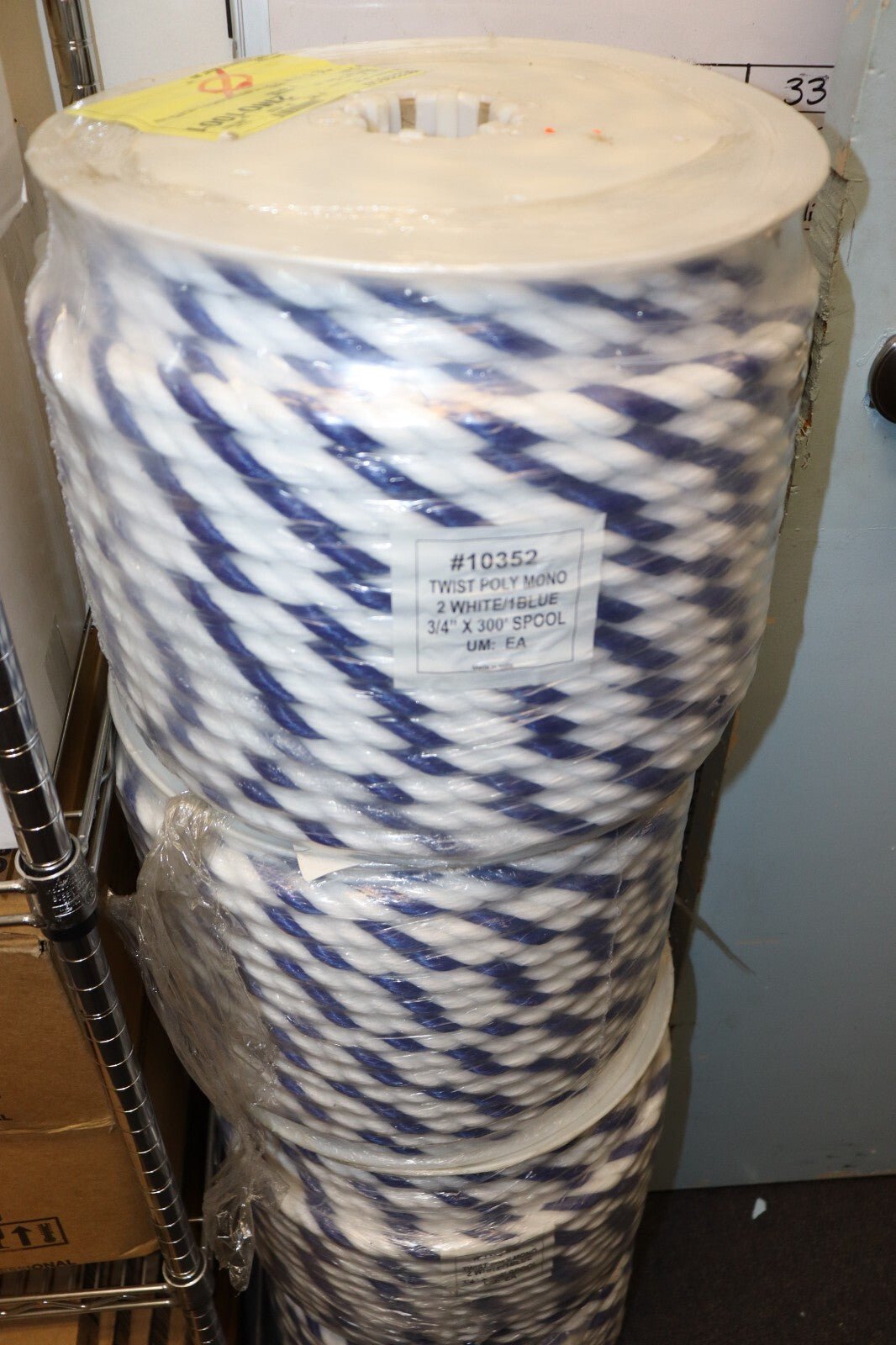 Blue White Poly Polypropylene Pool Rope 3 Strand Twist, 3/4" x 300' - Northside Material Brokers
