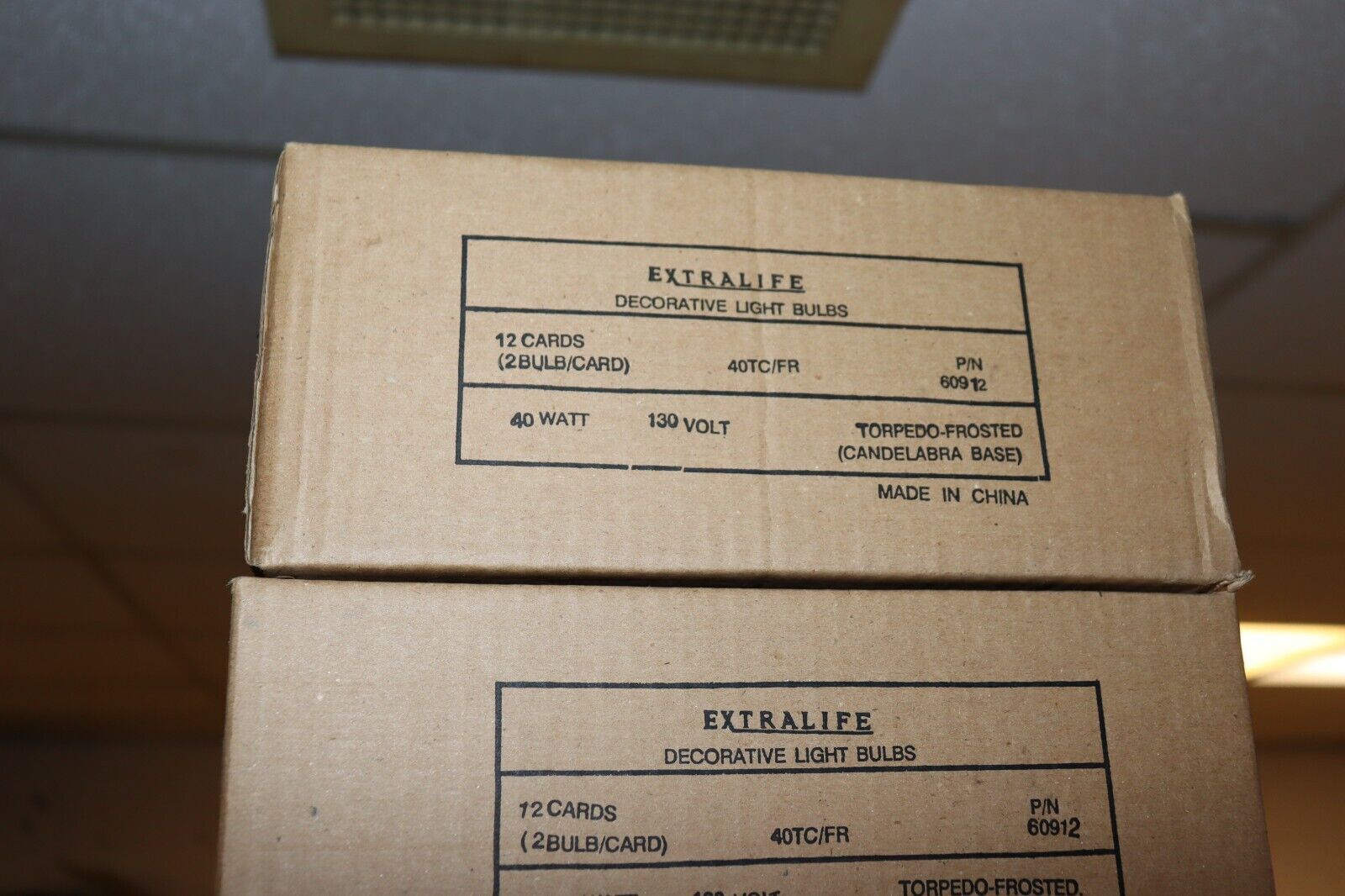 Box of 12 - 24 bulbs total - DECORATIVE 40 WATT FROSTED CANDELABRA BULB - Northside Material Brokers