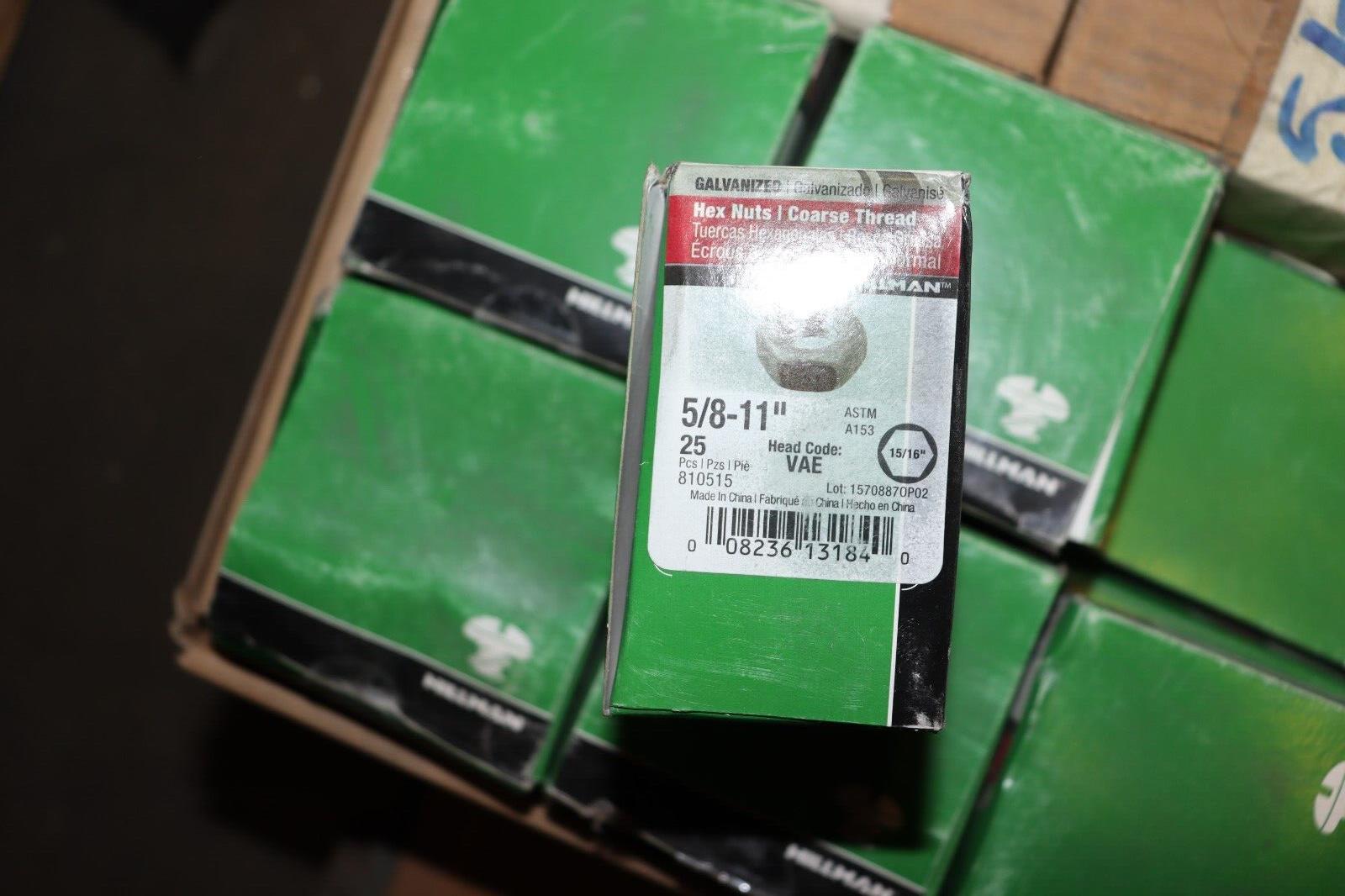 BOX OF 25 - Hillman Hex Nut Hot Dip Galvanized Steel Grade 2 5/8"-11 810515 - Northside Material Brokers
