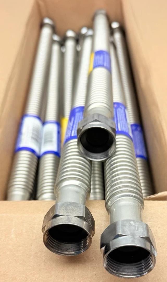 BOX OF 25, SWB00-18N BRASSCRAFT, WATER HEATER CONECTOR 3/4" FIP X 3/4 FIP X 18" - Northside Material Brokers