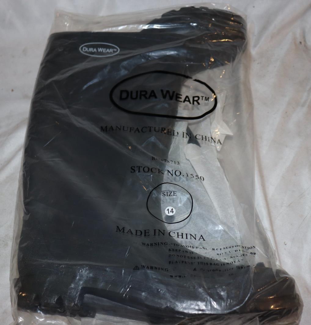 BOX OF 6 PAIR - DuraWear 1550 Plain Toe PVC Boots, 16" Tall, Size 14 - Northside Material Brokers