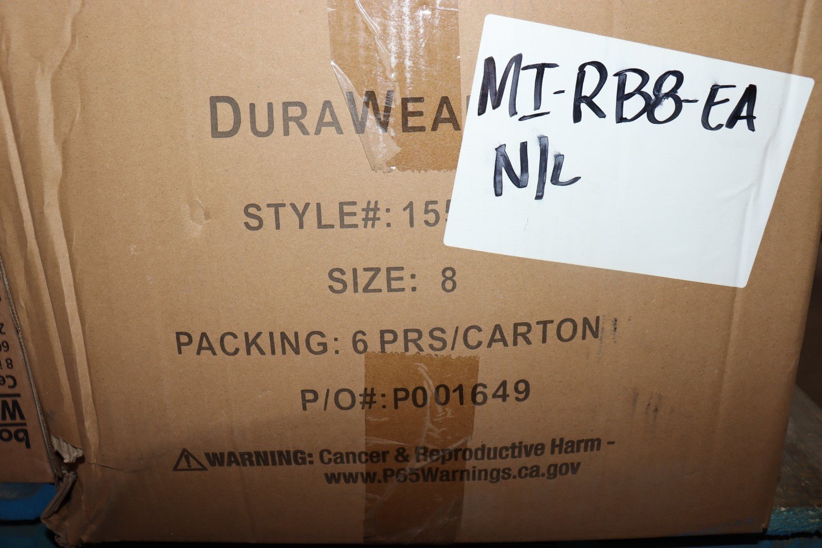 BOX OF 6 PAIR - DuraWear 1550 Plain Toe PVC Boots, 16" Tall, Size 8 - Northside Material Brokers