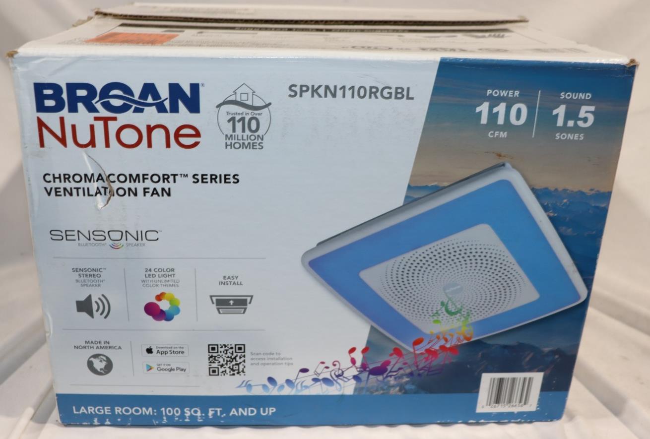 Broan-NuTone SPK110RGBL ChromaComfort Bathroom Exhaust Fan White - Northside Material Brokers