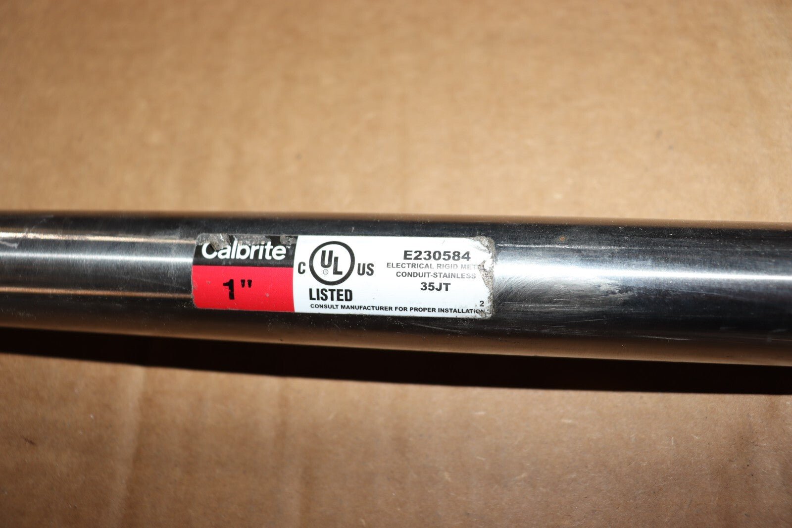 CALBRITE S11010CT00, 1 inch, 10 ft long, 304 Stainless Steel, EMT Conduit, New - Northside Material Brokers
