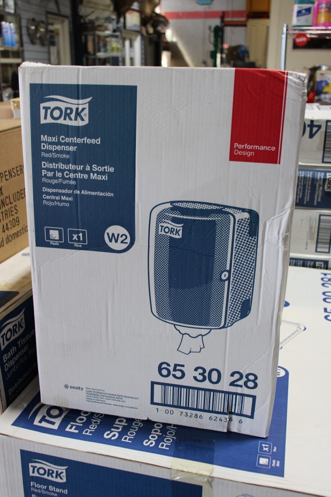 CENTER FEED PAPER TOWEL DISPENSER TORK 65 30 28, Black & Red, NIOB - Northside Material Brokers