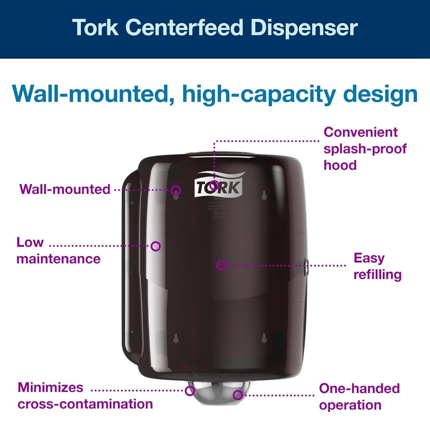 CENTER FEED PAPER TOWEL DISPENSER TORK 65 30 28, Black & Red, NIOB - Northside Material Brokers