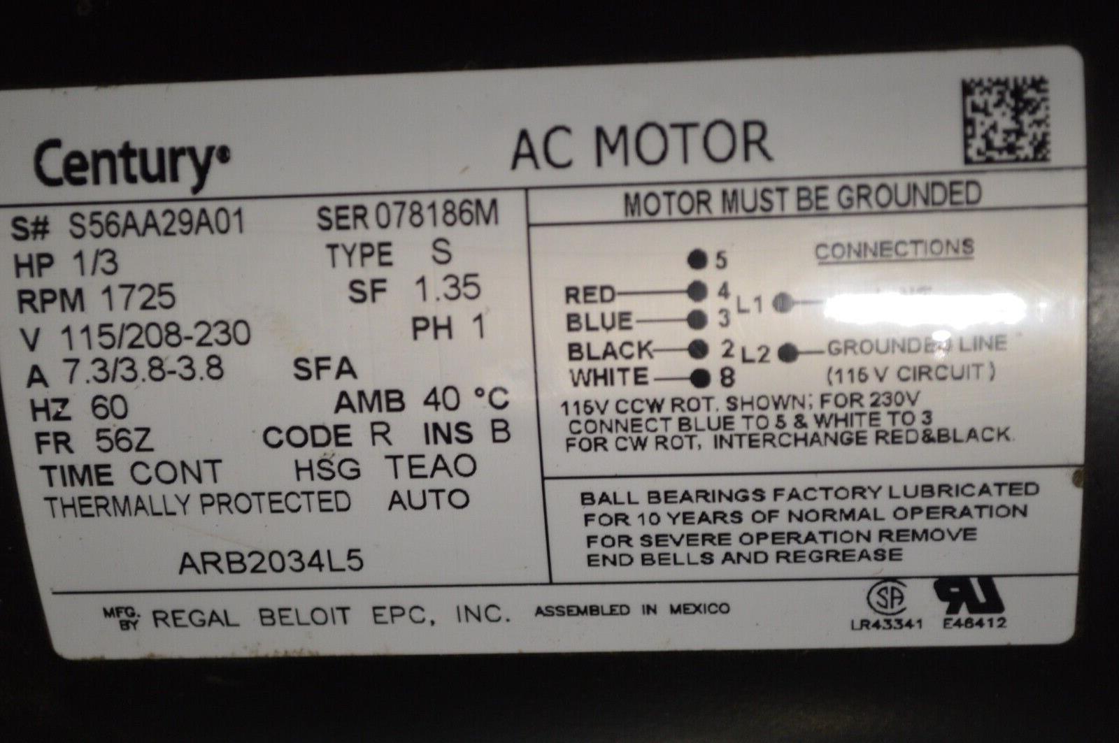 CENTURY AC MOTOR ARB20345L - Northside Material Brokers