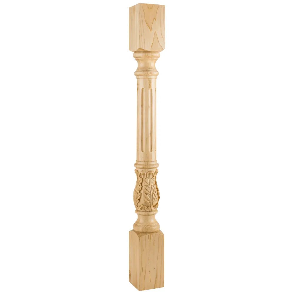 Cherry Fluted Acanthus Post 3-1/2" W x 3-1/2" D x 35-1/2" H P23CH - Northside Material Brokers