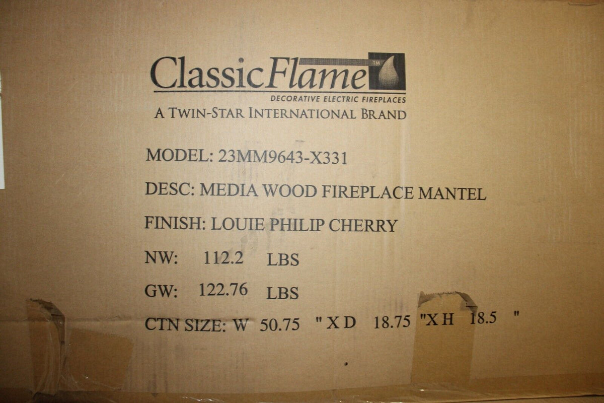 Classic Flame 23" MEDIA CABINET ELECTRONIC FIREPLACE HEATER 23MM9643-X331 - Northside Material Brokers