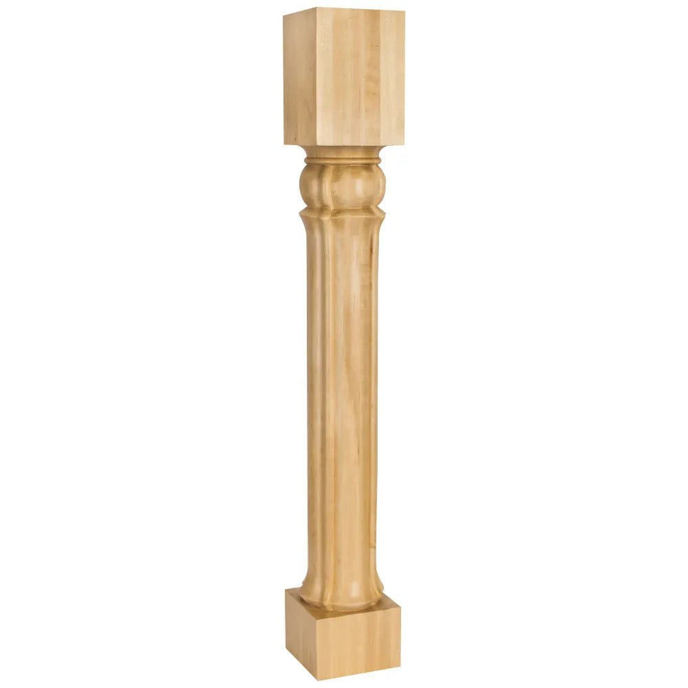 Columnar Art Nouveau Post 5" W x 5" D x 35-1/2" H Rubberwood P67-5-RW - Northside Material Brokers