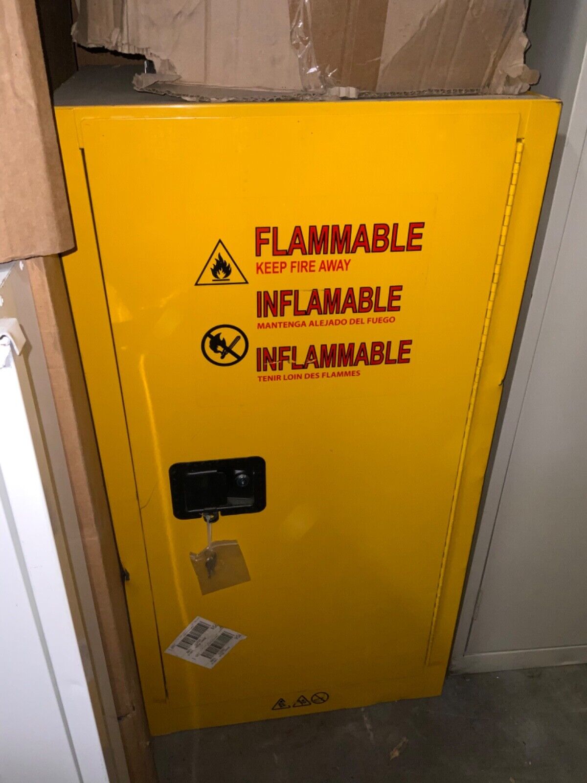 Condor Flammables Safety Cabinet Std Slimline, 16 gal, Yellow, 42X496A - Northside Material Brokers