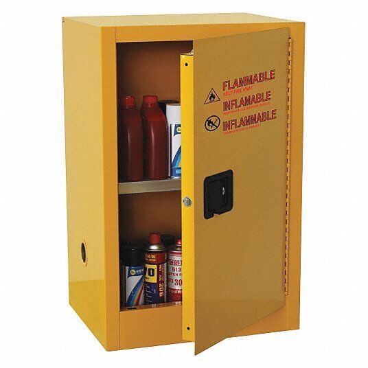Condor Flammables Safety Cabinet Std Slimline, 16 gal, Yellow, 42X496A - Northside Material Brokers