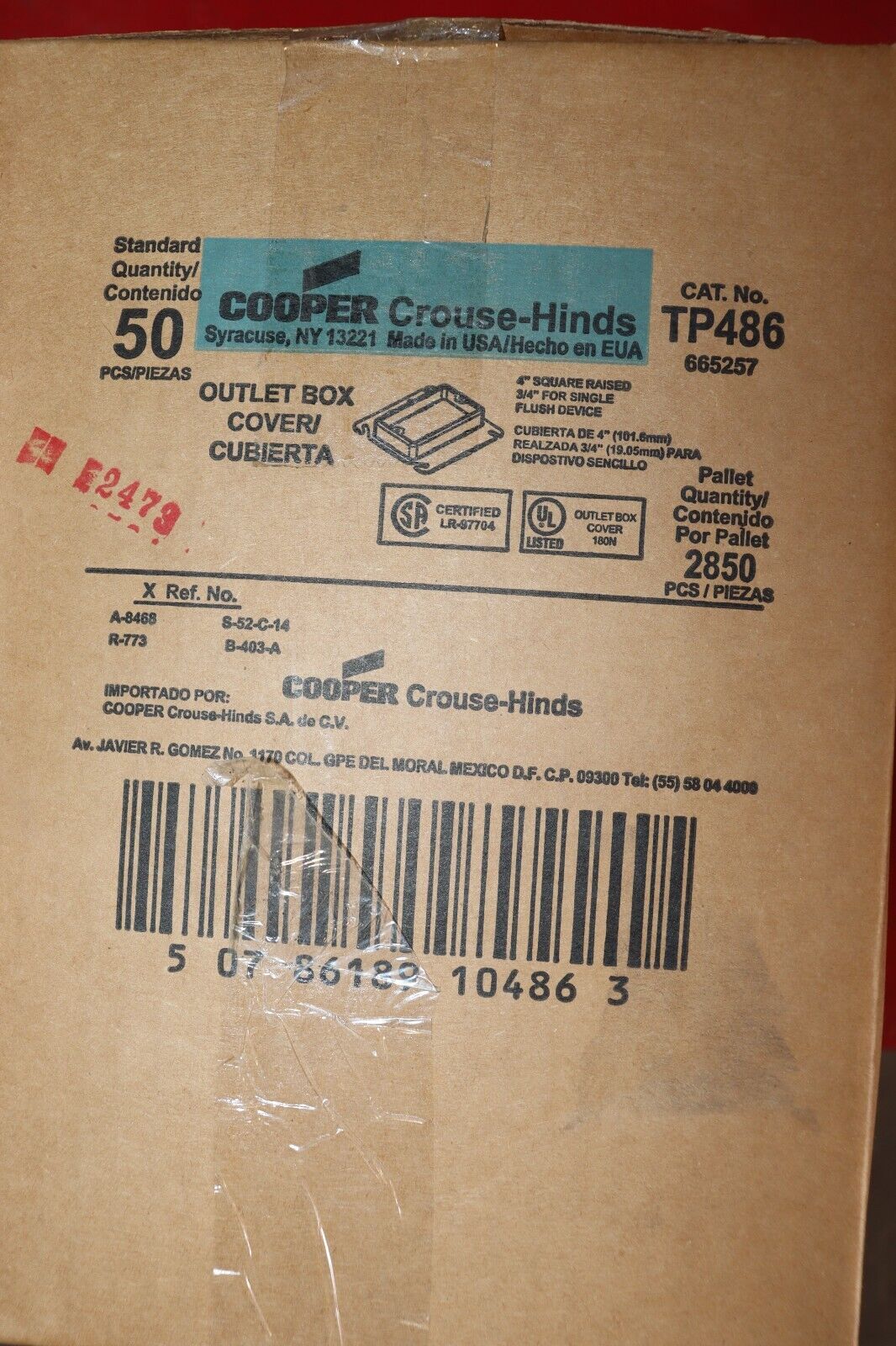 Cooper Hinds TP486 4” Square Raised Single Device Outlet Cover Box - 50 Pcs - Northside Material Brokers