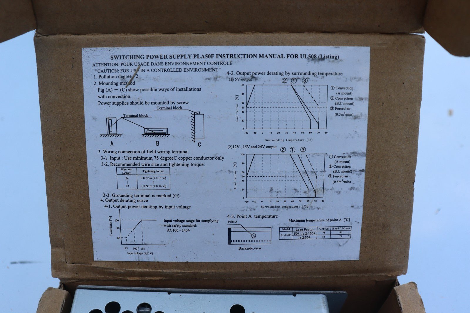 COSEL PLA50F-24 50W For COSEL INPUT AC100-240V 50-60Hz 0.7A OUTPUT 24V 2.2A - Northside Material Brokers