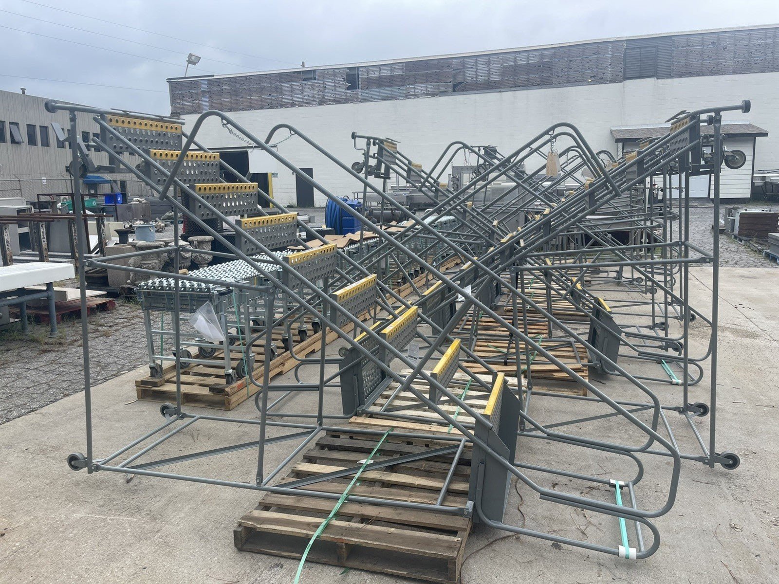 Cotterman 9-Step Rolling Steel Staircase Ladder, 450 lbs Cap, w/ Platform. - Northside Material Brokers