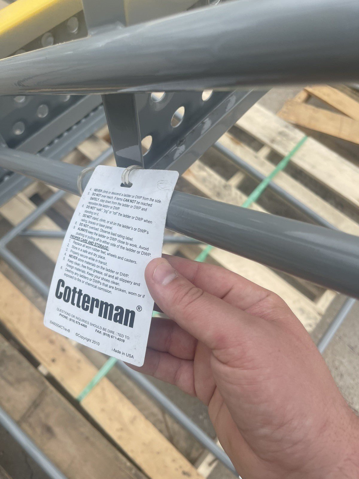 Cotterman 9-Step Rolling Steel Staircase Ladder, 450 lbs Cap, w/ Platform. - Northside Material Brokers