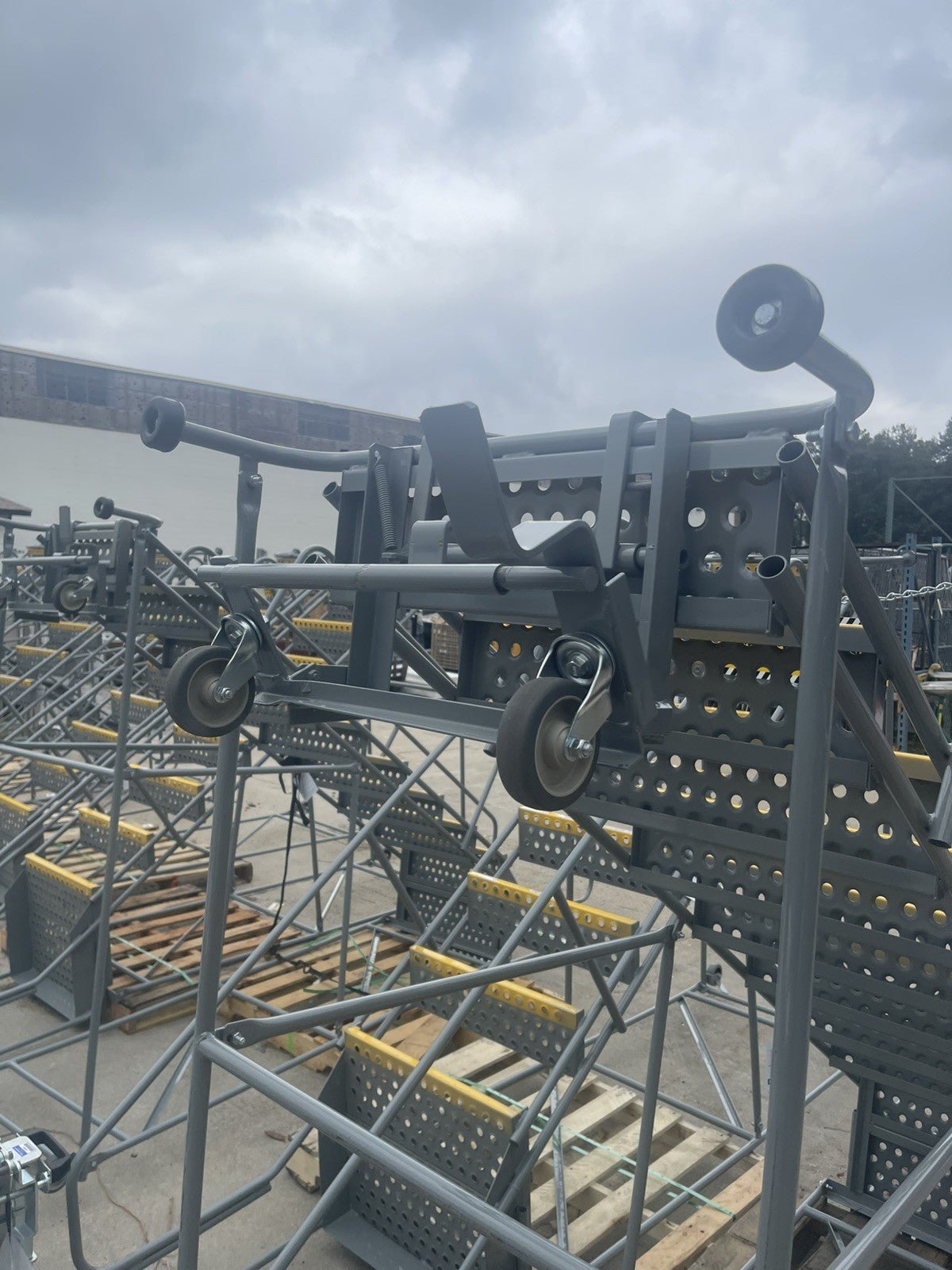 Cotterman 9-Step Rolling Steel Staircase Ladder, 450 lbs Cap, w/ Platform. - Northside Material Brokers