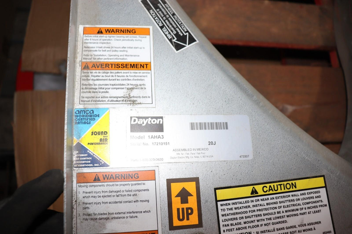 Dayton 1AHA3 Exhaust Fan, 36 In, w/o Motor, Alloy Steel - Northside Material Brokers