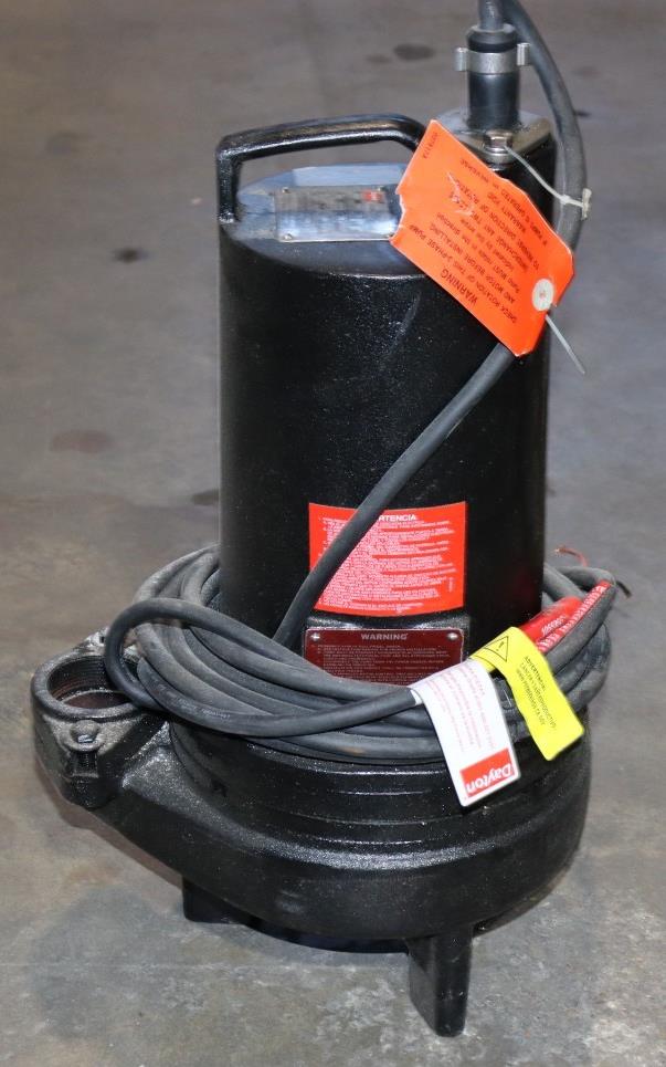 DAYTON 3BB93 MANUAL SUBMERSIBLE SEWAGE PUMP, 1 HP, 240 VOLT, 3PH, NEW - Northside Material Brokers