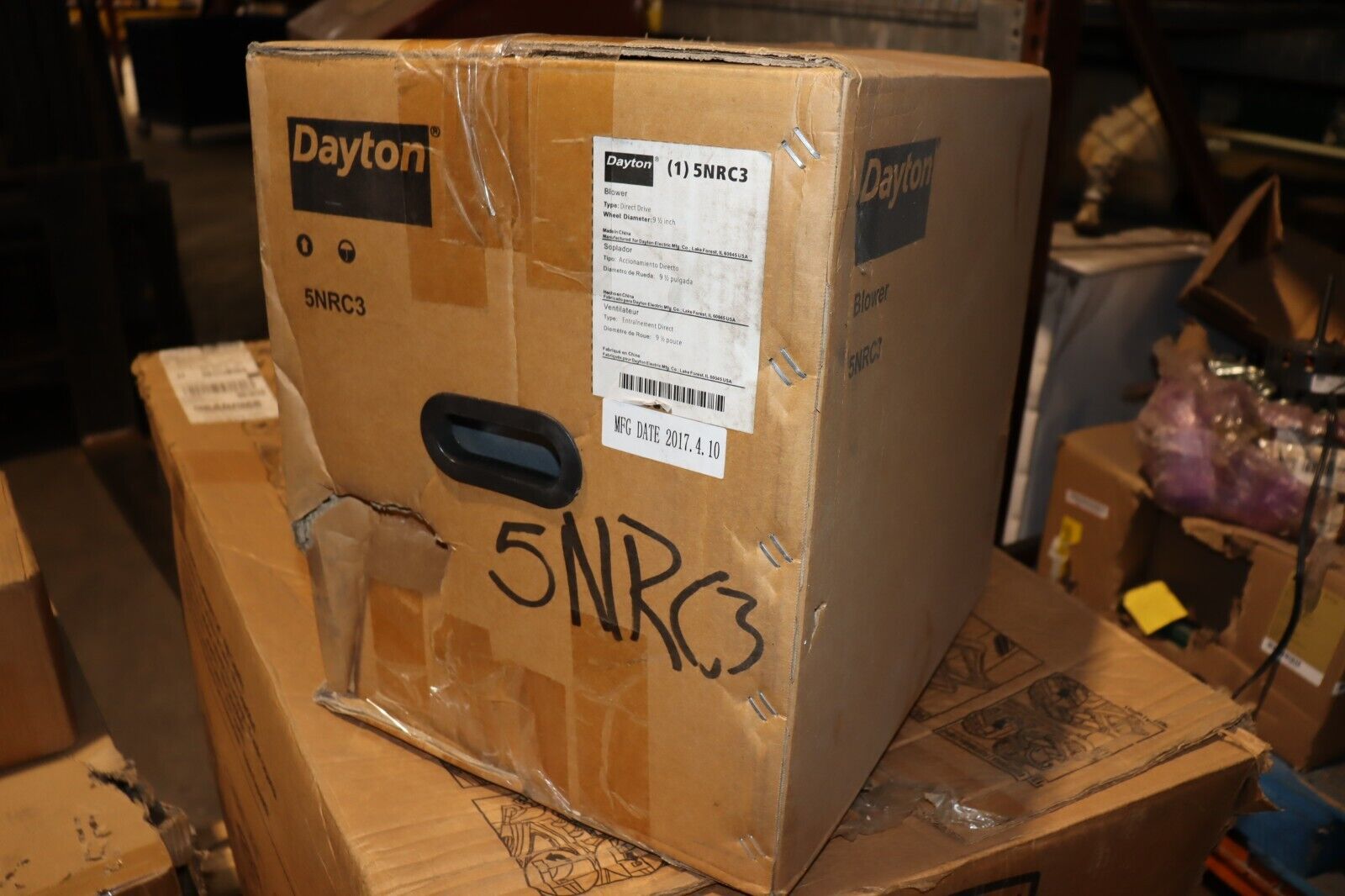 Dayton 5NRC3 Blower 9 1/2 in Wheel Dia, 6 1/2 in Wheel Wd, 10 3/8 in Discharge - Northside Material Brokers