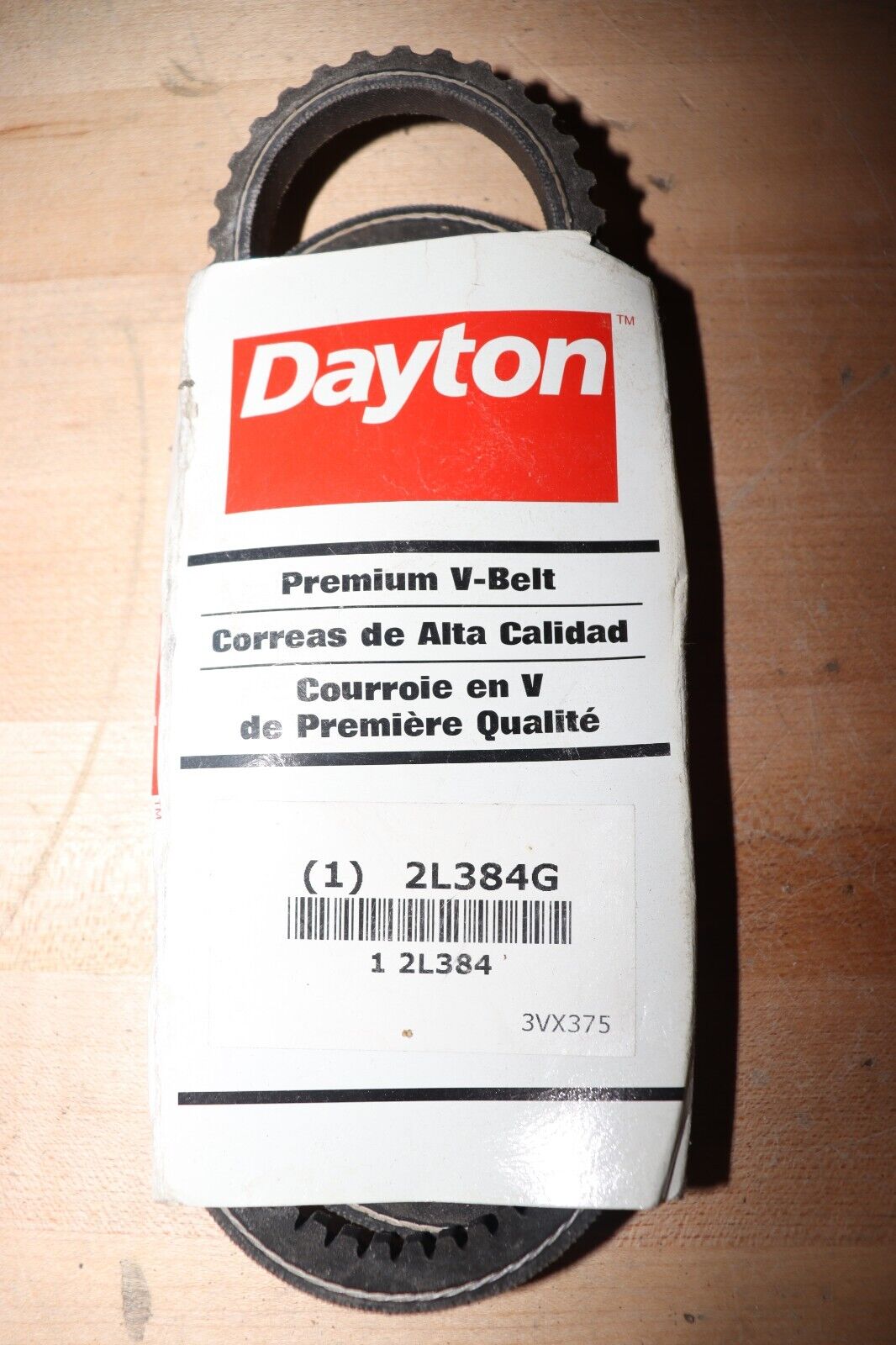 DAYTON Cogged V-Belt: 3VX375, 37.5 in Outside Lg, 3/8 in Top Wd, 5/16 in Thick - Northside Material Brokers