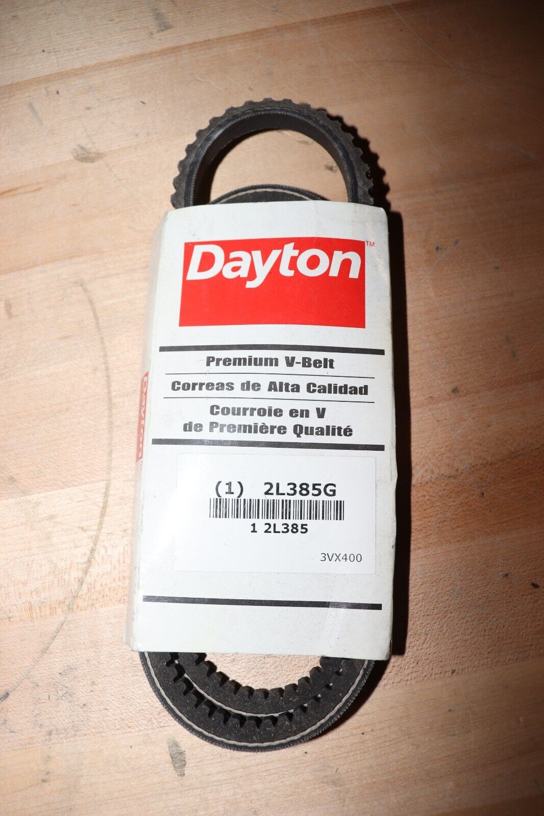 DAYTON Cogged V-Belt: 40 in Outside Lg, 3/8 in Top Wd, 5/16 in Thick, 2L385 - Northside Material Brokers
