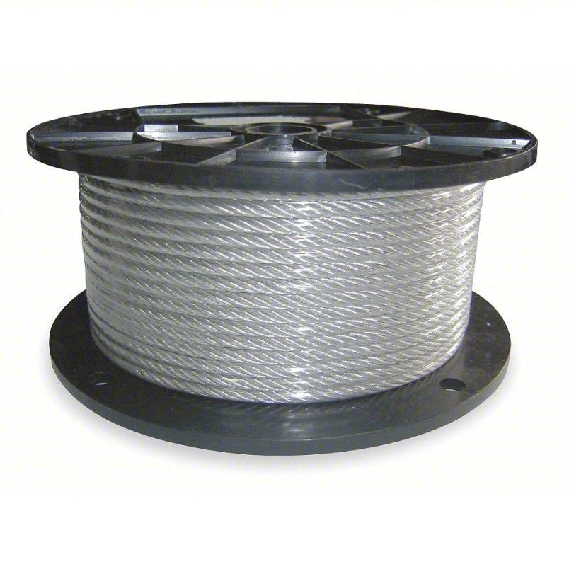 Dayton Galvanized Steel Cable, 1x19 strand core, cable 1/4 in 500ft Model 2RZZ9B - Northside Material Brokers