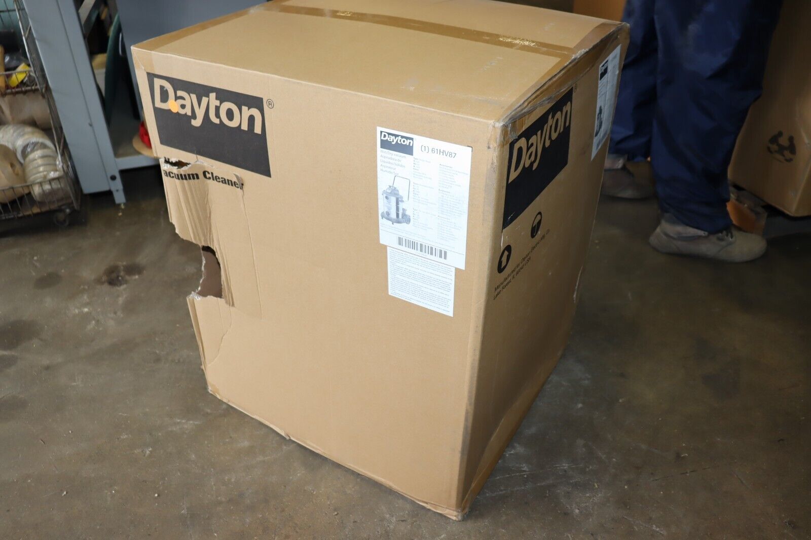 DAYTON Shop Vacuum: 16 gal Tank Size, Stainless Steel, 61HV87 - Northside Material Brokers