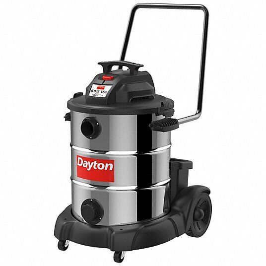 DAYTON Shop Vacuum: 16 gal Tank Size, Stainless Steel, 61HV87 - Northside Material Brokers